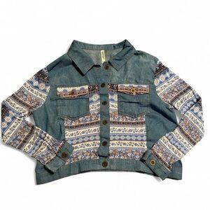 LeShop Blue Denim Jacket Style Shirt with Button Detail